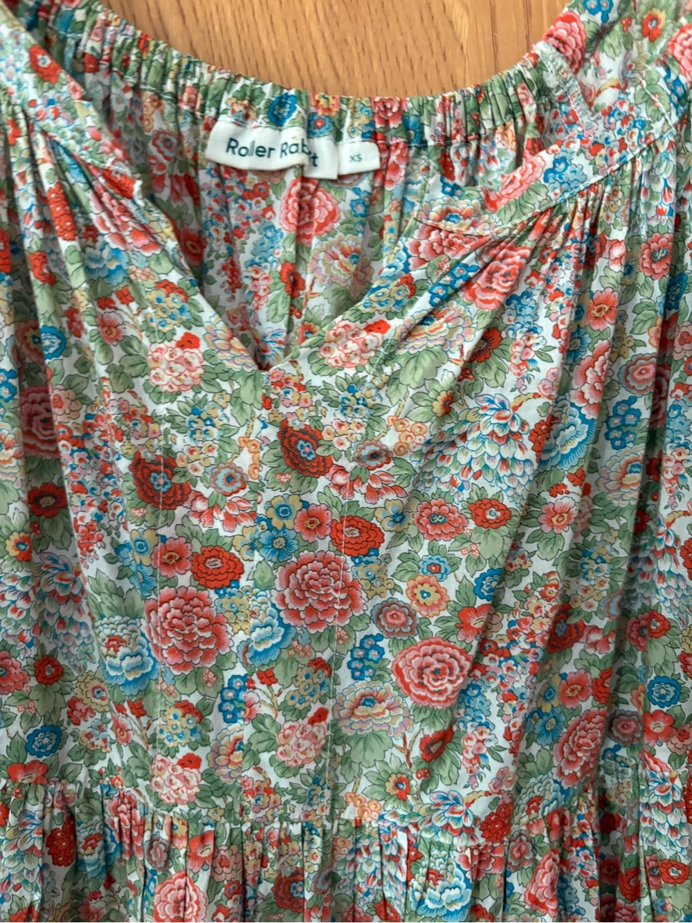Roller Rabbit Floral Maxi Dress in Green and Coral XS - Picture 5 of 12